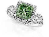 White gold Fancy Green Princess Cut Cut Halo Diamond Infinity Band with Four-Prong Setting_1