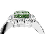 White gold Fancy Green Princess Cut Cut Halo Diamond Pavé Engagement Ring with Milgrain Detailing_16