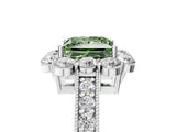 White gold Fancy Green Princess Cut Cut Halo Diamond Pavé Engagement Ring with Milgrain Detailing_17