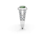 White gold Fancy Green Princess Cut Cut Halo Split Shank Prong Set Ring_2