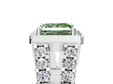 White gold Fancy Green Princess Cut Cut Halo Split Shank Prong Set Ring_5