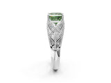 White gold Fancy Green Princess Cut Cut Milgrain Pave Diamond Engagement Ring with Four-Prong Setting_17