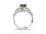 White gold Fancy Green Princess Cut Cut Milgrain Pave Diamond Engagement Ring with Four-Prong Setting_18
