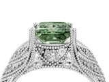 White gold Fancy Green Princess Cut Cut Milgrain Pave Diamond Engagement Ring with Four-Prong Setting_19
