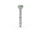 White gold Fancy Green Princess Cut Cut Pave Band Milgrain Solitaire Ring_2