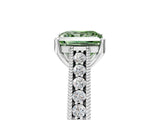 White gold Fancy Green Princess Cut Cut Pave Band Milgrain Solitaire Ring_5