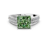 White gold Fancy Green Princess Cut Cut Pave Split Shank Engagement Ring with Four-Prong Setting_12