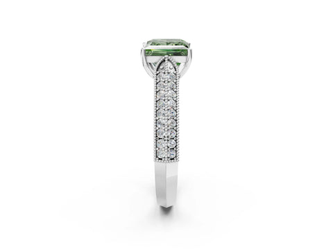 White gold Fancy Green Princess Cut Cut Pave Split Shank Engagement Ring with Four-Prong Setting_14