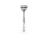 White gold Fancy Green Princess Cut Diamond Brilliant Solitaire Ring with Pavé Band and Four-Prong Setting_14