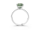 White gold Fancy Green Princess Cut Diamond Brilliant Solitaire Ring with Pavé Band and Four-Prong Setting_15