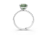 White gold Fancy Green Princess Cut Diamond Brilliant Solitaire Ring with Pavé Band and Four-Prong Setting_15