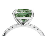 White gold Fancy Green Princess Cut Diamond Brilliant Solitaire Ring with Pavé Band and Four-Prong Setting_16
