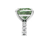 White gold Fancy Green Princess Cut Diamond Brilliant Solitaire Ring with Pavé Band and Four-Prong Setting_17