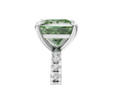 White gold Fancy Green Princess Cut Diamond Brilliant Solitaire Ring with Pavé Band and Four-Prong Setting_17