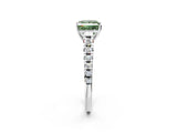 White gold Fancy Green Princess Cut Diamond Cathedral Solitaire Ring with Round  Pavé Band_67