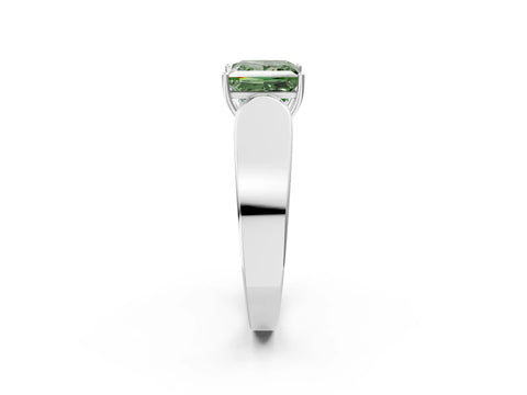 White gold Fancy Green Princess Cut Diamond Channel Set Solitaire Ring with Four-Prong Setting_15