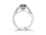 White gold Fancy Green Princess Cut Diamond Channel Set Solitaire Ring with Four-Prong Setting_16
