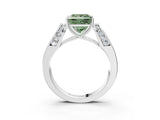 White gold Fancy Green Princess Cut Diamond Channel Set Solitaire Ring with Four-Prong Setting_34
