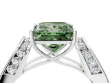 White gold Fancy Green Princess Cut Diamond Channel Set Solitaire Ring with Four-Prong Setting_47