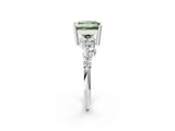 White gold Fancy Green Princess Cut Diamond Cluster Pavé Band with Four-Prong Setting_14
