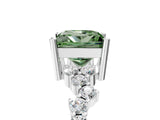 White gold Fancy Green Princess Cut Diamond Cluster Pavé Band with Four-Prong Setting_17