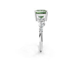 White gold Fancy Green Princess Cut Diamond Cluster Pavé Band with Four-Prong Setting_5