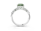 White gold Fancy Green Princess Cut Diamond Cluster Pavé Band with Four-Prong Setting_6