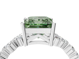 White gold Fancy Green Princess Cut Diamond Cluster Pavé Band with Four-Prong Setting_7
