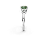 White gold Fancy Green Princess  Cut Diamond Cluster Ring with Round Accent Stones and Prong Setting on a Classic Band_31