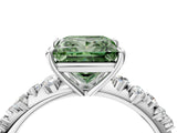 White gold Fancy Green Princess Cut Diamond Cluster Side Stone Solitaire Ring with Prong Setting_57