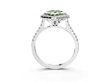 White gold Fancy Green Princess Cut Diamond Cushion Halo Ring with Pavé Band_15