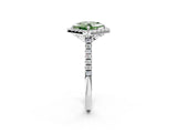 White gold Fancy Green Princess Cut Diamond Cushion Halo Ring with Pavé Band_2