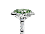 White gold Fancy Green Princess Cut Diamond Cushion Halo Ring with Pavé Band_5