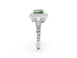 White gold Fancy Green Princess Cut Diamond Double Halo Ring with Pavé Band and Prong Setting_42