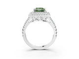 White gold Fancy Green Princess Cut Diamond Double Halo Ring with Pavé Band and Prong Setting_44