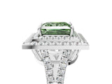 White gold Fancy Green Princess Cut Diamond Double Halo Ring with Pavé Band and Prong Setting_46