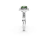 White gold Fancy Green Princess Cut Diamond Double Halo Ring with Split Shank and Four-Prong Setting_2