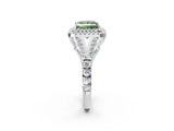 White gold Fancy Green Princess Cut Diamond Double Halo Ring with Split Shank and Prong Setting_29