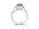 White gold Fancy Green Princess Cut Diamond Double Halo Ring with Split Shank and Prong Setting_30
