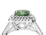 White gold Fancy Green Princess Cut Diamond Double Halo Ring with Split Shank and Prong Setting_31