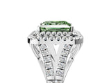 White gold Fancy Green Princess Cut Diamond Double Halo Ring with Split Shank and Prong Setting_32