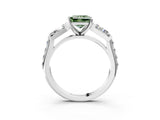 White gold Fancy Green Princess Cut Diamond Engagement Ring with Baguette Side Stones and Channel Set Band_32