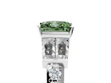 White gold Fancy Green Princess Cut Diamond Engagement Ring with Baguette Side Stones and Channel Set Band_34
