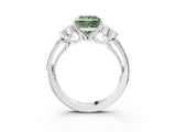 White gold Fancy Green Princess  Cut Diamond Engagement Ring with Bezel Set Round Side Stones and Prong Setting_27