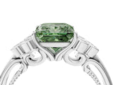White gold Fancy Green Princess  Cut Diamond Engagement Ring with Bezel Set Round Side Stones and Prong Setting_28
