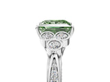 White gold Fancy Green Princess  Cut Diamond Engagement Ring with Bezel Set Round Side Stones and Prong Setting_29