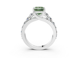 White gold Fancy Green Princess  Cut Diamond Engagement Ring with Pavé Band and Four-Prong Setting_6