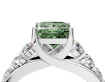 White gold Fancy Green Princess  Cut Diamond Engagement Ring with Pavé Band and Four-Prong Setting_7