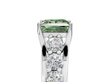 White gold Fancy Green Princess  Cut Diamond Engagement Ring with Pavé Band and Four-Prong Setting_8