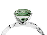 White gold Fancy Green Princess Cut Diamond Engagement Ring with Side Stone Accents and Four-Prong Setting_40